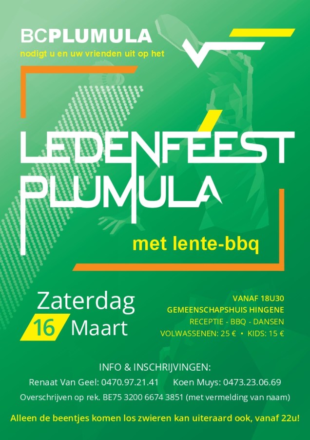Plumula ledenfeest 2019 flyer